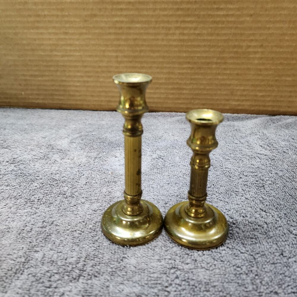 2 Slim Copper Craft American brass candle sticks b48